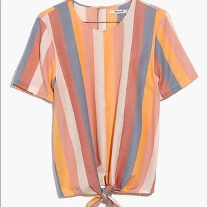 Madewell Button-back Tee in Sherbet Stripe